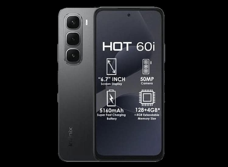 Infinix Hot 60I — 6.78" Punch-Hole Display, 128Gb Rom, 4Gb Ram, Android 15, 5160Mah Battery — Sleek Silver Finish